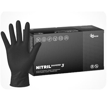 Rukavice nitrilové s gripom čierne 50ks v krabici veľ. XL